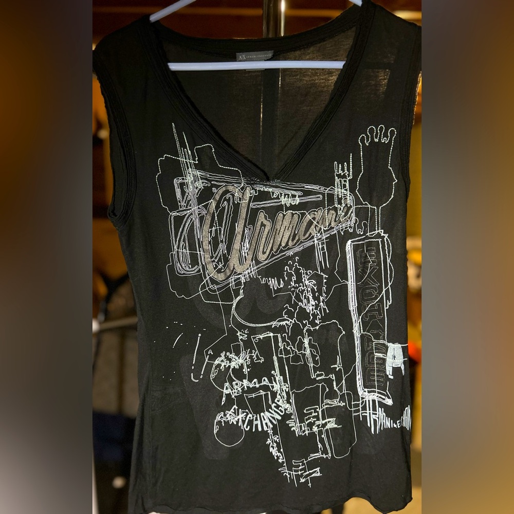 Armani Exchange semi-sheer print top